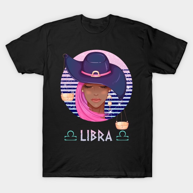 Retro Libra Zodiac T-Shirt by NatalitaJK